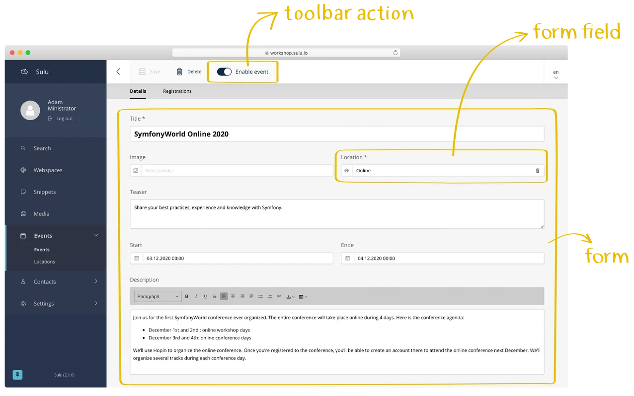 Sulu Admin Interface Sulu Admin Interface