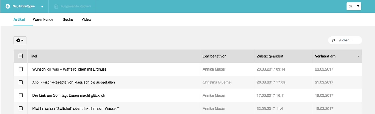 List view of articles List view of articles