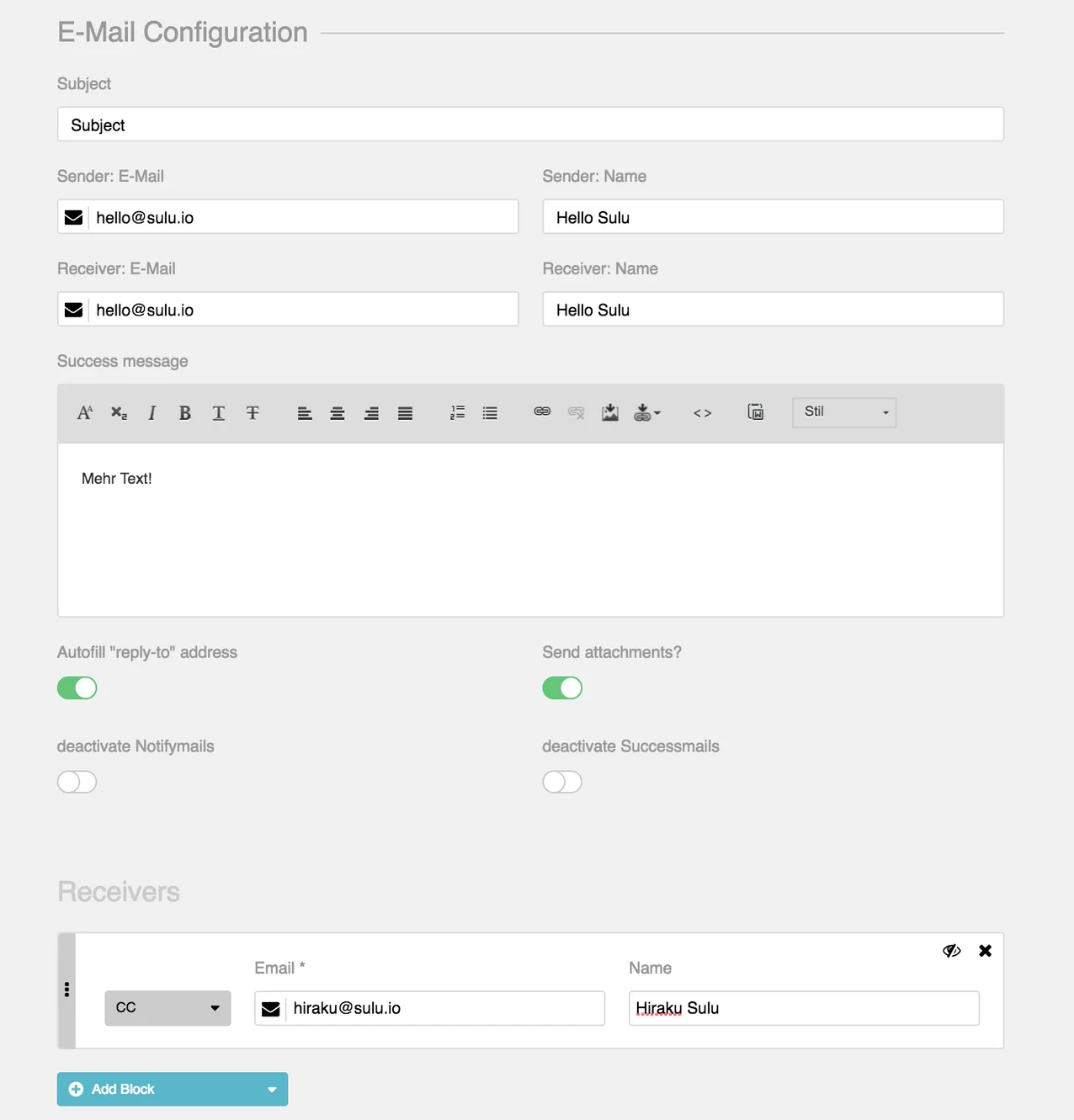 Form Email Configuraiton Form Email Configuraiton