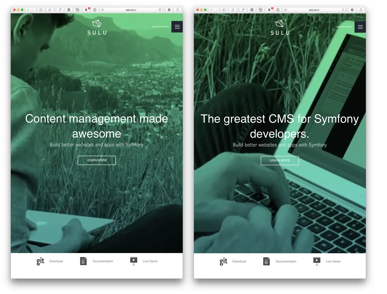 Individual versions of the header for each target group Individual versions of the header for each target group