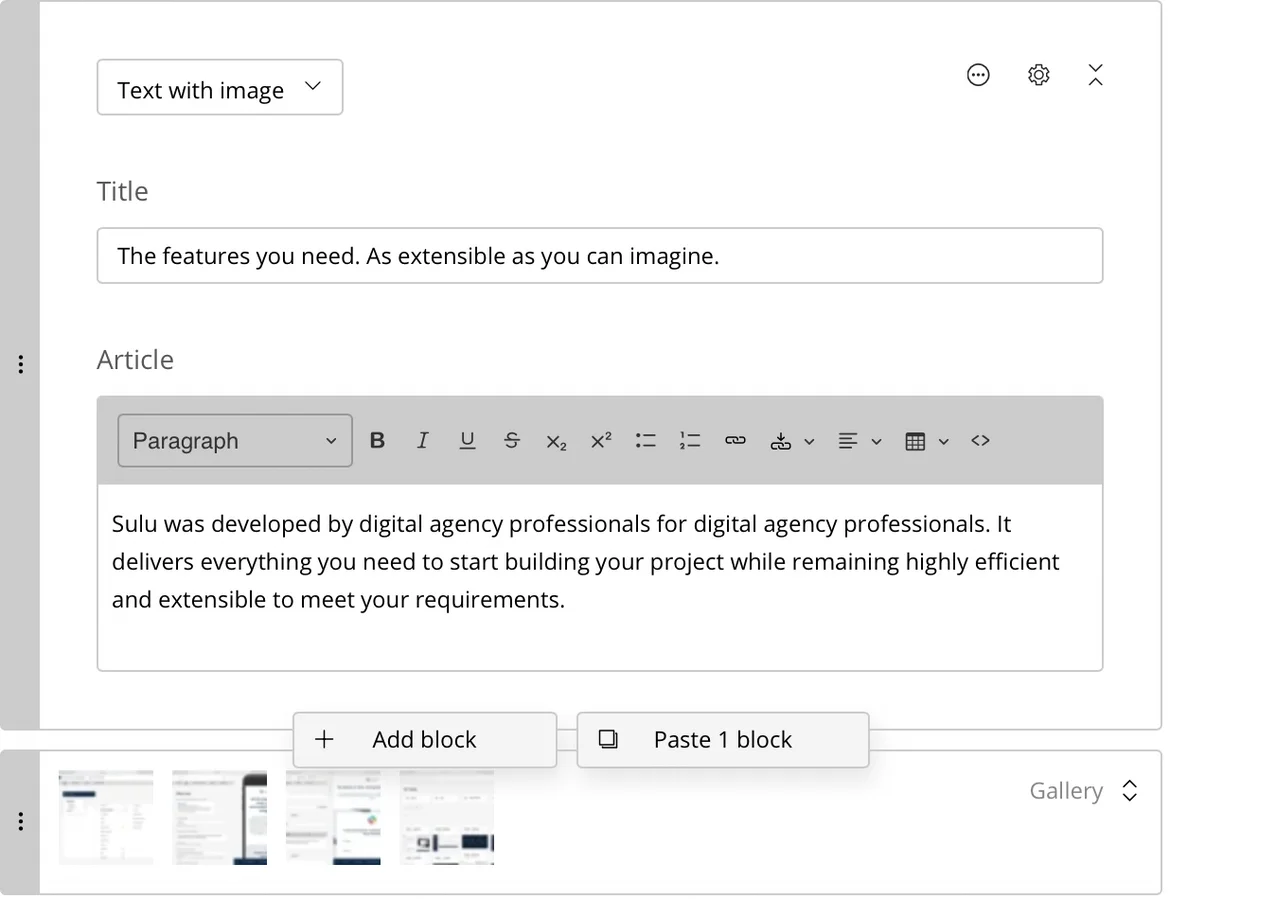 Paste block Paste block
