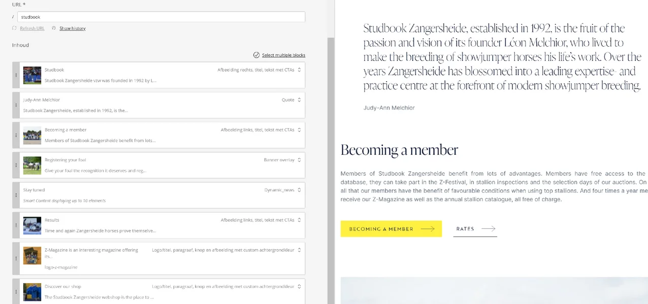 Content blocks for the Studbook page Content blocks for the Studbook page