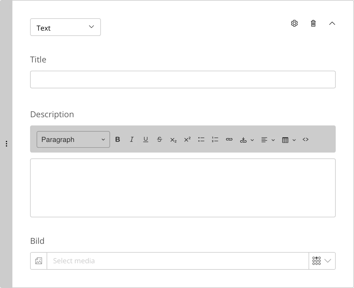 How the text block appears to the editor in the administration interface of sulu.rocks. How the text block appears to the editor in the administration interface of sulu.rocks.