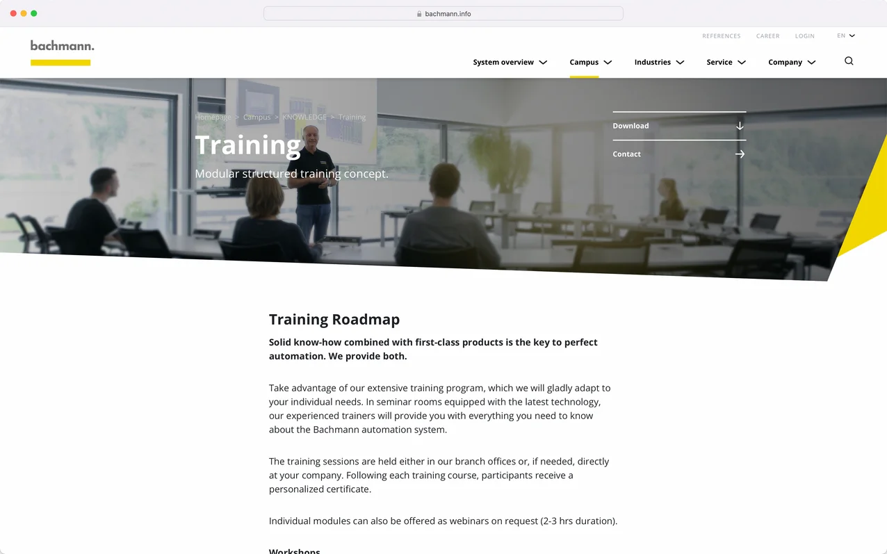 Bachmann’s updated Training page Bachmann’s updated Training page