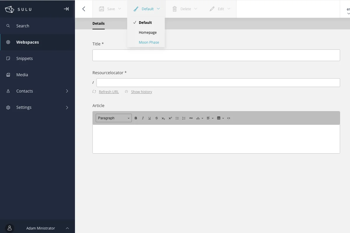 Change the template type to "Moon Phase" Change the template type to "Moon Phase"
