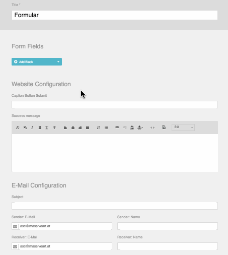 Form Fields Configuration Form Fields Configuration