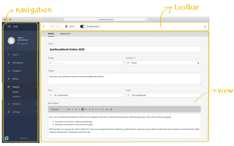 Sulu Admin Interface Sulu Admin Interface