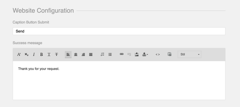 Form Website Configuration Form Website Configuration