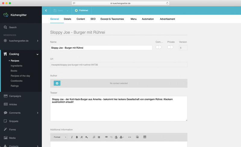 küchengötter.de - Admin UI - Recipe küchengötter.de - Admin UI - Recipe