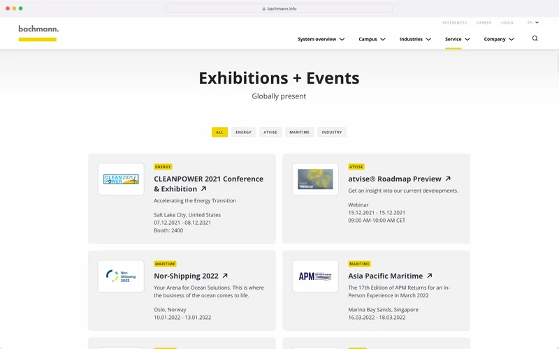 Bachmann’s new Exhibitions and Events Calendar Bachmann’s new Exhibitions and Events Calendar