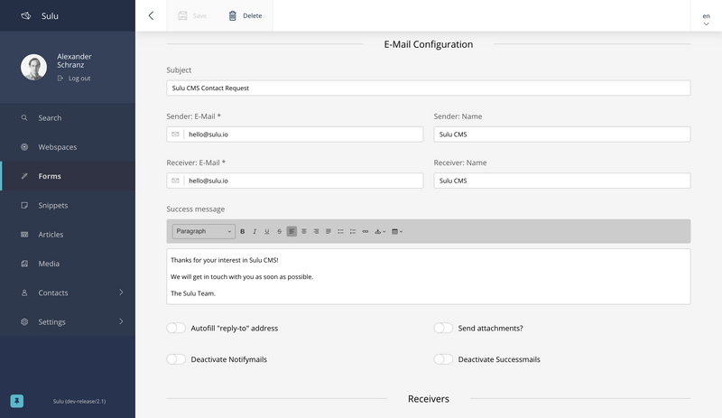 Form Email Configuration Form Email Configuration