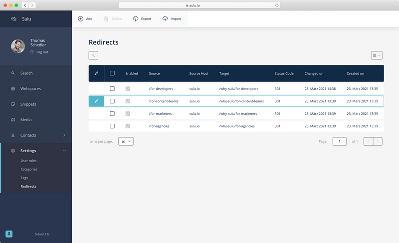 SuluRedirectBundle - List SuluRedirectBundle - List