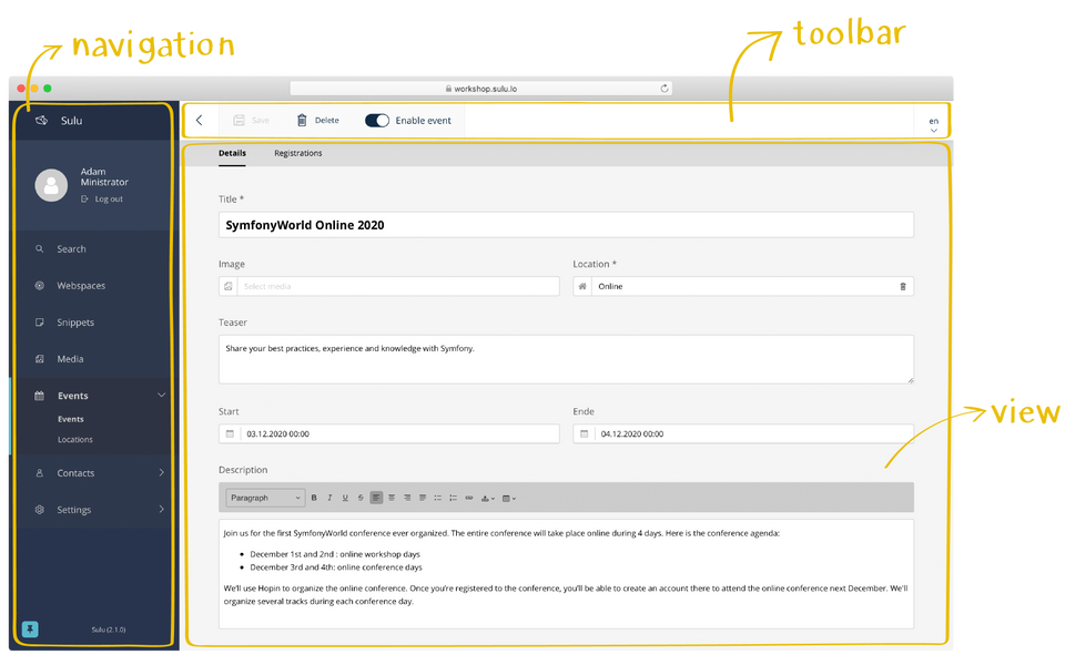 Sulu Admin Interface